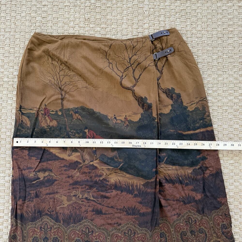 Vintage Lauren Ralph Lauren Wool Blend Midi Skirt Equestrian Fox Hunt Sz 22 - Picture 13 of 16